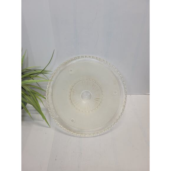 Vintage Frosted/Clear Glass Ceiling Light Fixture  Round 3 Chain Globe - Picture 3 of 3